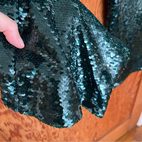 Zara dark green dressy sequin flare pants blogger favorite medium - Picture 8 of 9